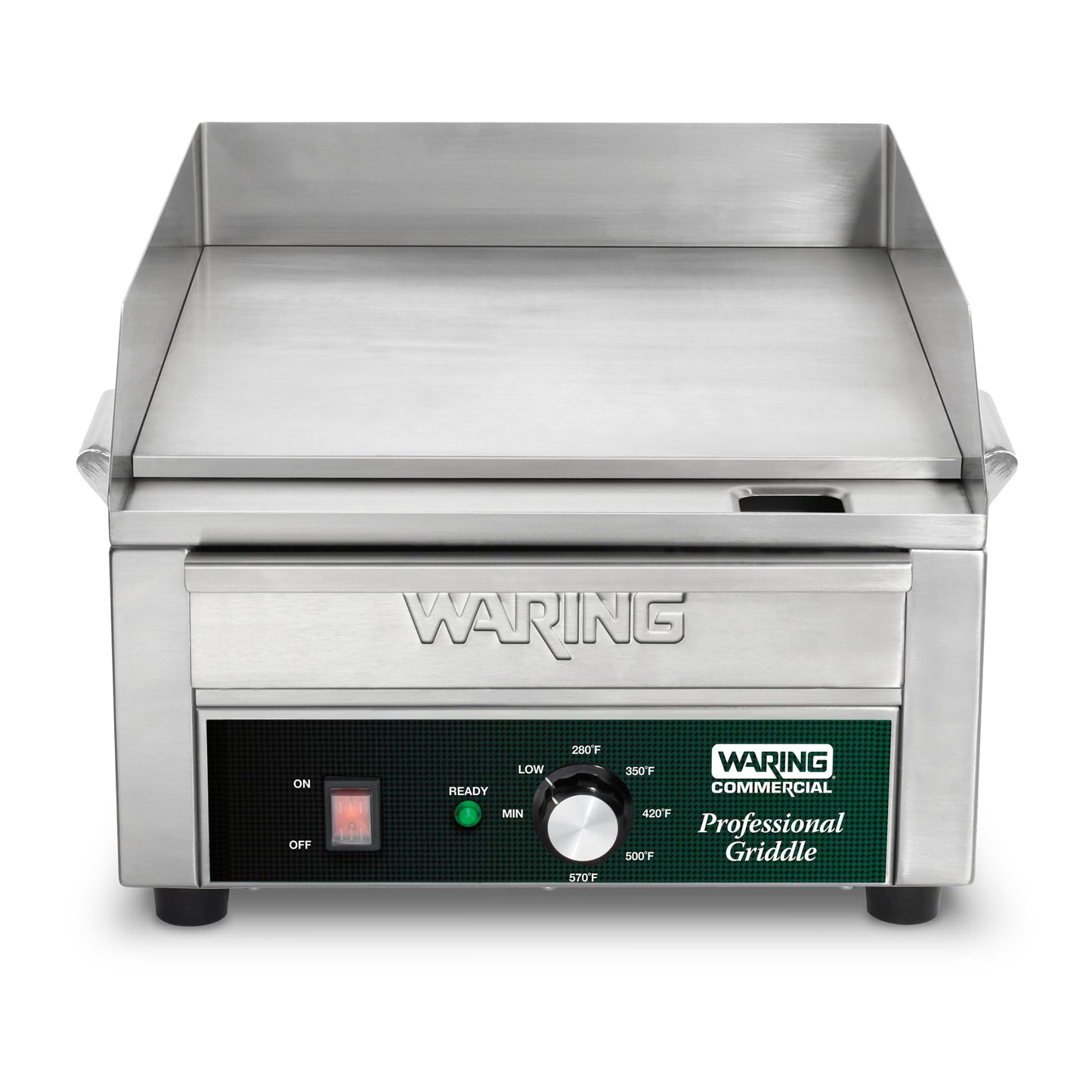 Waring Commercial WGR140X Countertop Electric Griddle, 14" Cooking Surface, 120V, 1800W, 5-15 Phase Plug,Silver