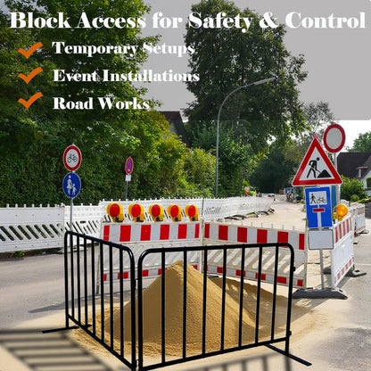 BIGalleons 2-Pack 5 Ft. Black Steel Crowd Control Barricades - 60" Wide x 39" High, Bolt-Assembled Portable Interlocking Barrier, Heavy Duty Event Fencing for Indoor/Outdoor with Flat Feet Design