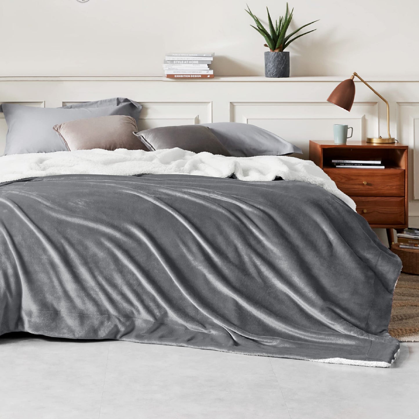 Manta Bedsure Sherpa Fleece Reversible – Gris