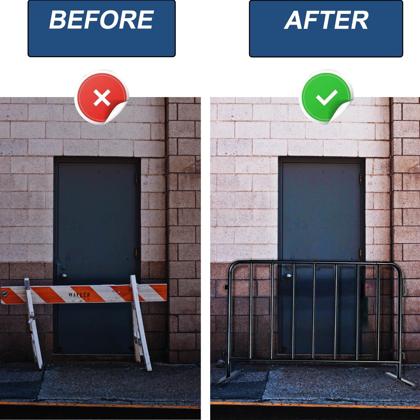 BIGalleons 2-Pack 5 Ft. Black Steel Crowd Control Barricades - 60" Wide x 39" High, Bolt-Assembled Portable Interlocking Barrier, Heavy Duty Event Fencing for Indoor/Outdoor with Flat Feet Design