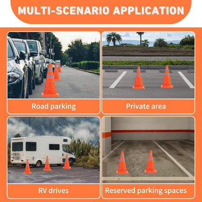 4 PCS Traffic Cones,Collapsible Traffic Safety Cones,Multi Purpose Pop-up Cones with Reflective Collar, for Road Parking, Driving Practice, Parking Lot,Road Risk Avoidance Tips (18 in)