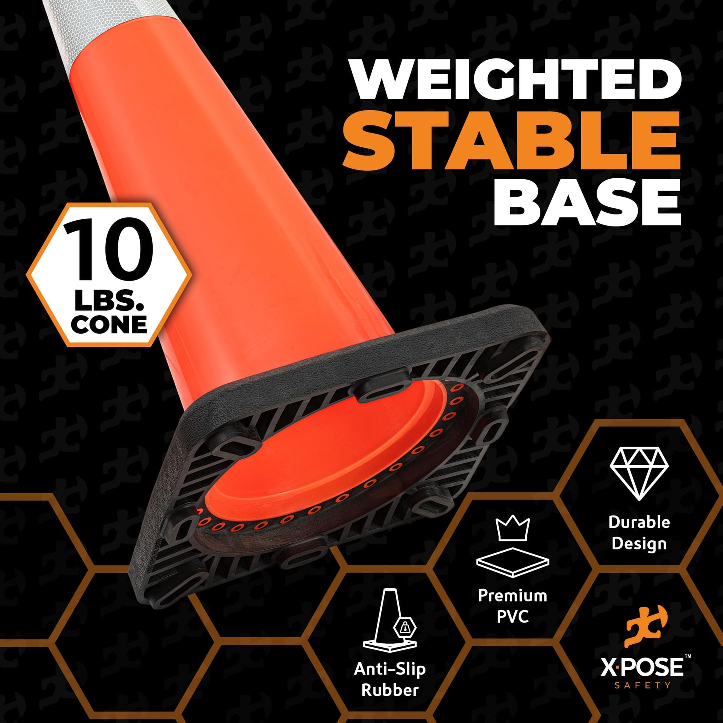 Xpose Safety 36 Inch Orange Slim Line Traffic Cones 6" & 4" Collar - Bulk Full Pallet 252 Pack - Multipurpose PVC Plastic Safety Cone for Parking, Caution & Construction – Custom Stenciling Available