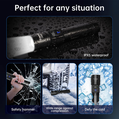 TrixHub Rechargeable Flashlights High Lumens, 5Mode Flash Light with LCD Digital Display, Super Bright Flashlight Adjustable Tactical Flashlight, High Powered LED Handheld Flashlight for Home