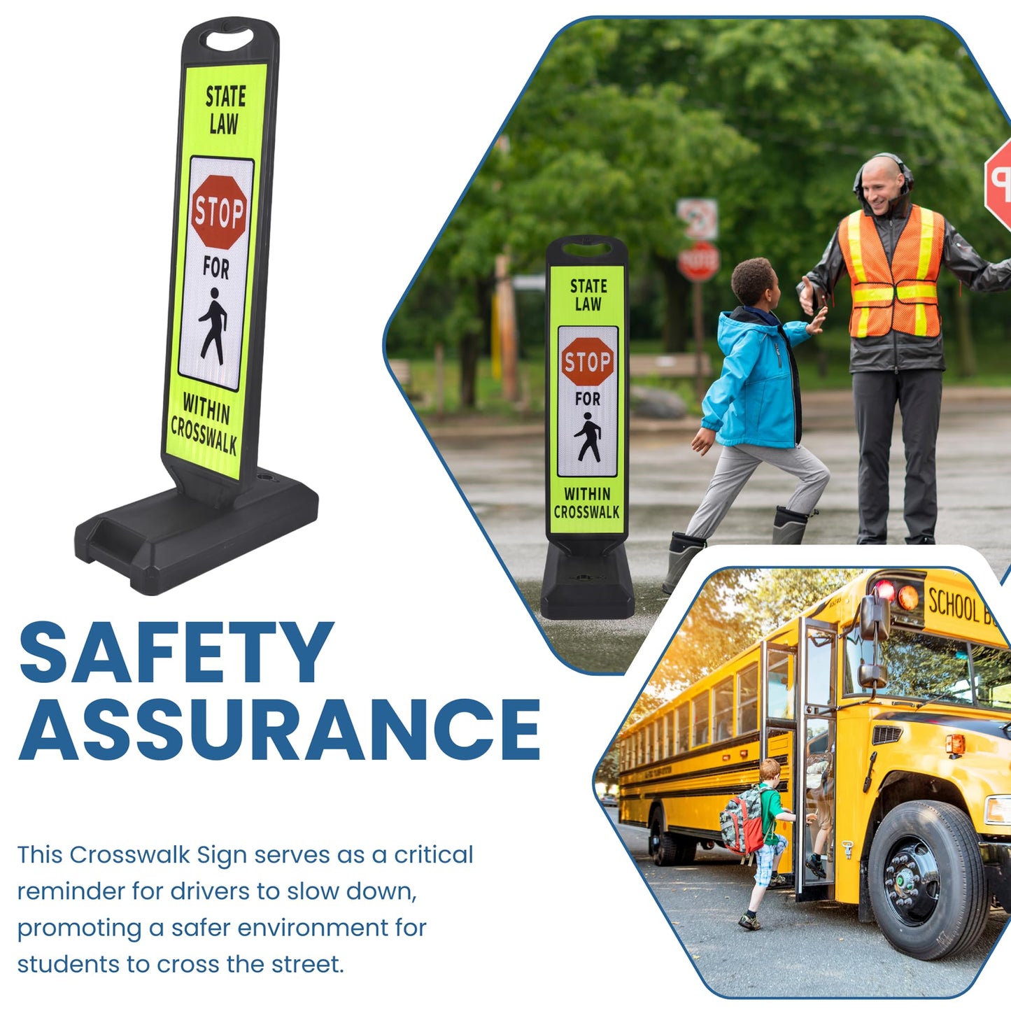 OrangeStar 43" Pedestrian Crossing and Stop Sign, 2-Pack Double-Sided Reflective Safety Signs with Water-Filled Base for School Zone, Traffic Control, Driveway