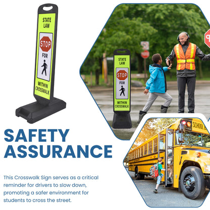 OrangeStar 43" Pedestrian Crossing and Stop Sign, 2-Pack Double-Sided Reflective Safety Signs with Water-Filled Base for School Zone, Traffic Control, Driveway
