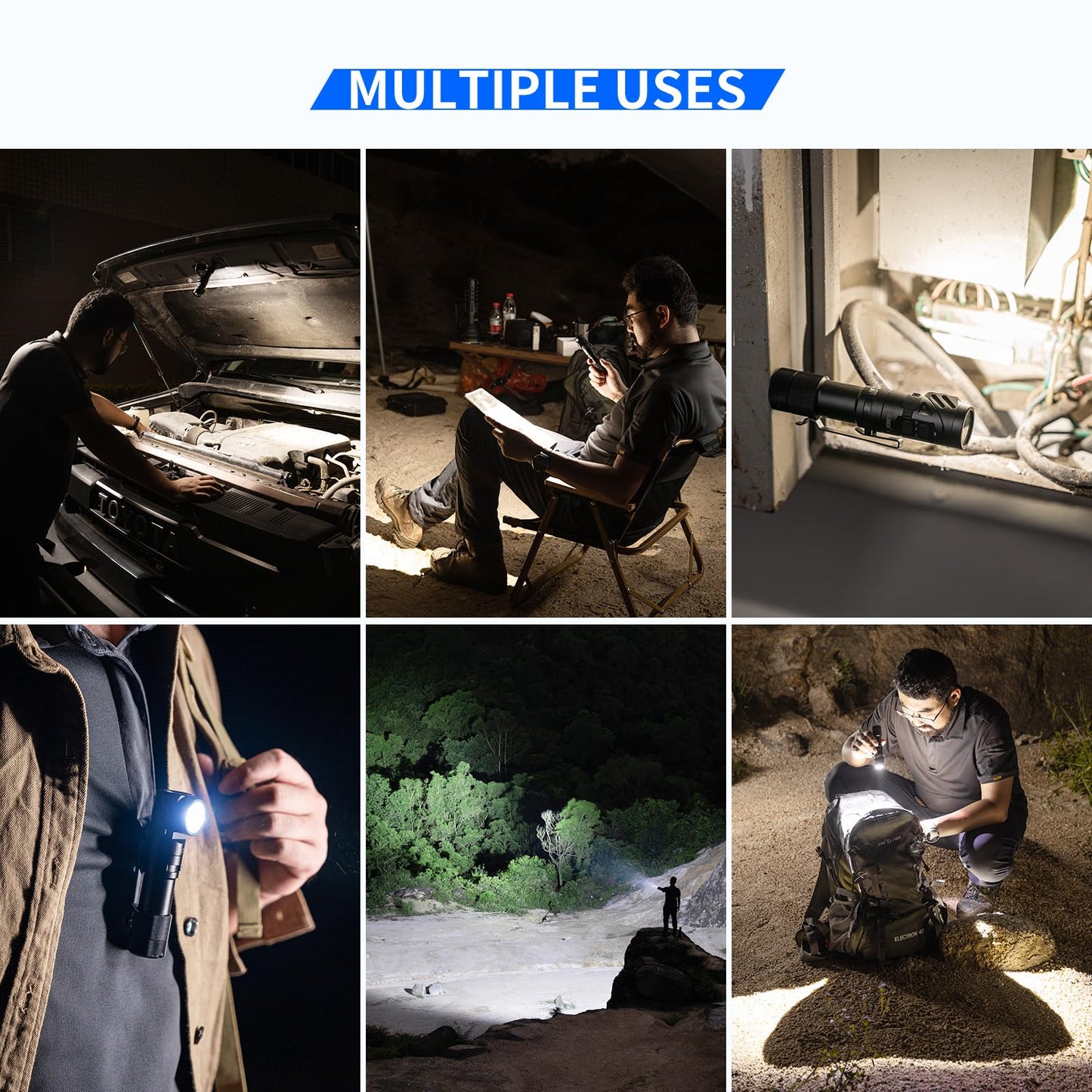WUBEN L1 Rechargeable Flashlight High Lumens, 2000 Lumen Bright Tactical Flashlight, Dual Light Sources Pocket Flashlight, IP68 Waterproof Magnetic Camping Flashlight for Home Outdoors Emergency (P9)
