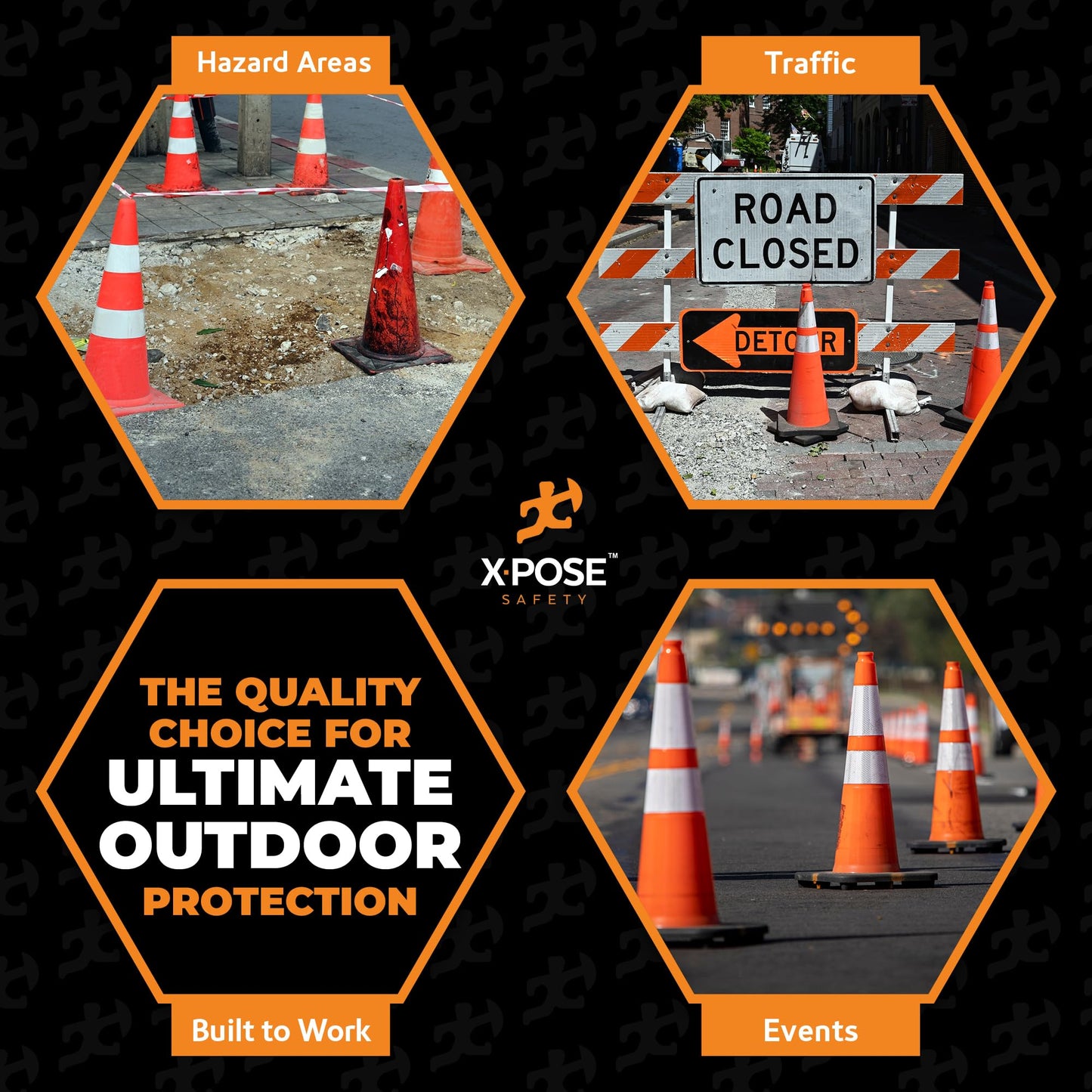 Xpose Safety 36 Inch Orange Slim Line Traffic Cones 6" & 4" Collar - Bulk Full Pallet 252 Pack - Multipurpose PVC Plastic Safety Cone for Parking, Caution & Construction – Custom Stenciling Available