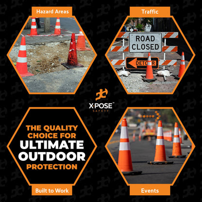 Xpose Safety 36 Inch Orange Slim Line Traffic Cones 6" & 4" Collar - Bulk Full Pallet 252 Pack - Multipurpose PVC Plastic Safety Cone for Parking, Caution & Construction – Custom Stenciling Available