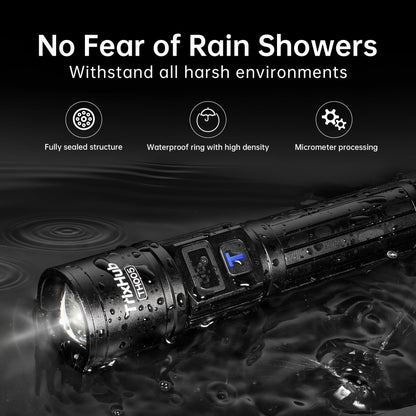 TrixHub Rechargeable Flashlights High Lumens, 5Mode Flash Light with LCD Digital Display, Super Bright Flashlight Adjustable Tactical Flashlight, High Powered LED Handheld Flashlight for Home
