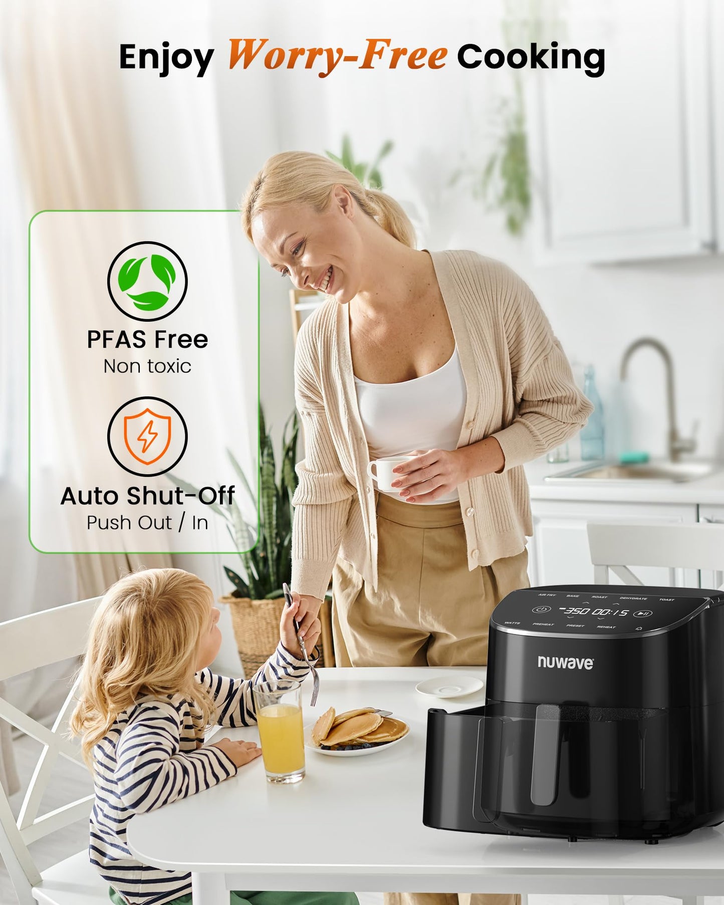 Freidora de aire Nuwave Brio Plus 8 QT – Negra