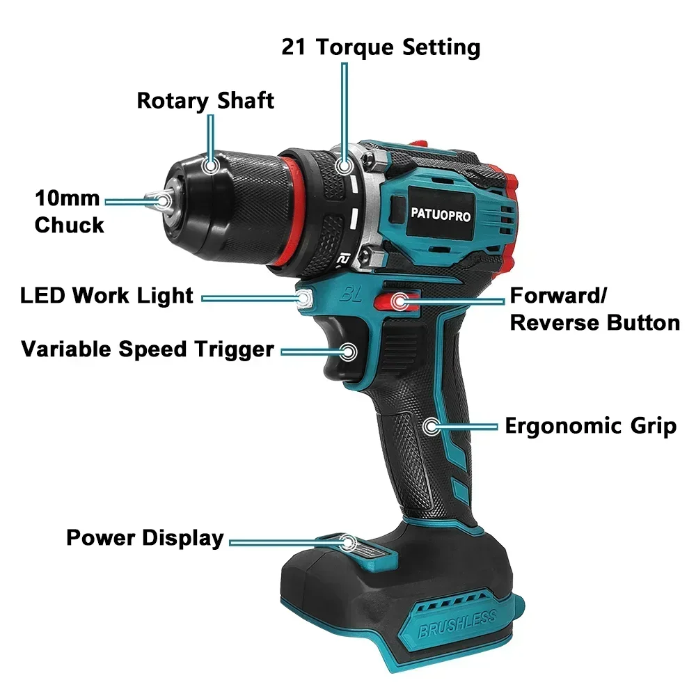 Taladro Inalámbrico Brushless 3/8" – 2 Velocidades
